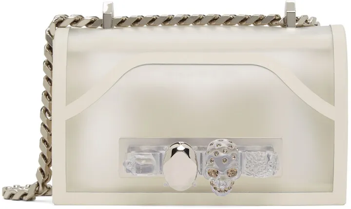 Alexander McQueen White Mini Jewelled Shoulder Bag