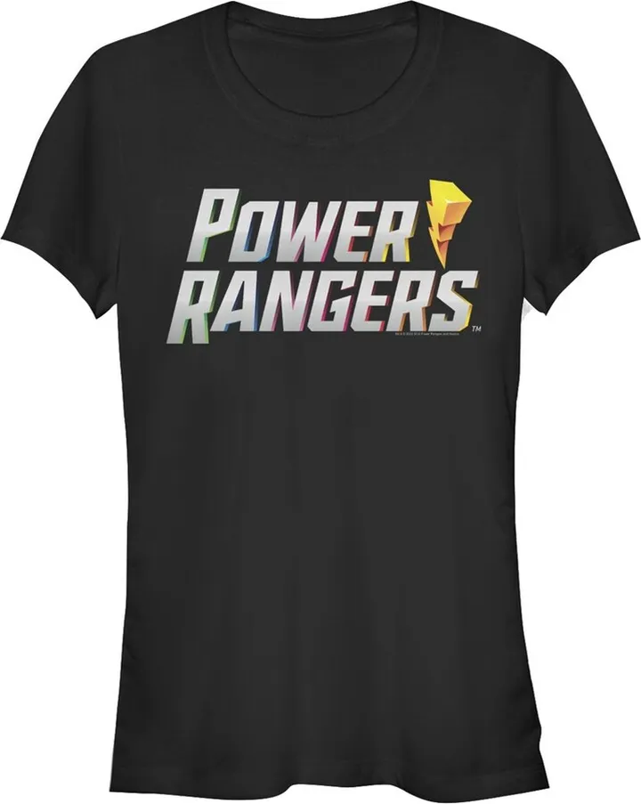 Junior's Power Rangers Lightning Bolt Logo T-Shirt - Black - Small