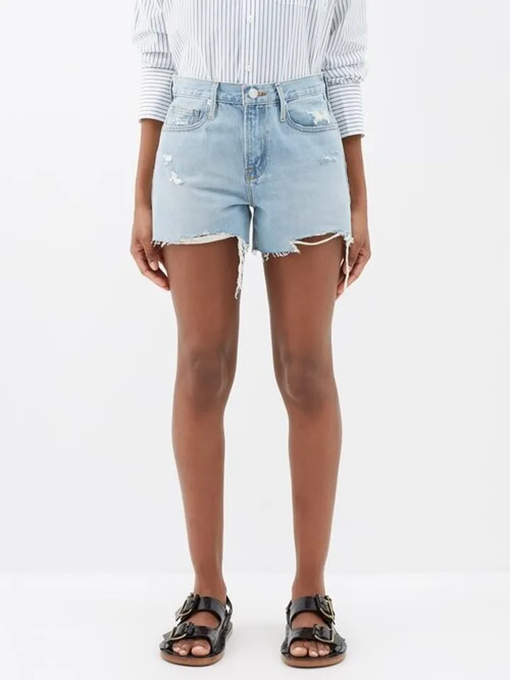 Le Brigette Distressed Denim Shorts