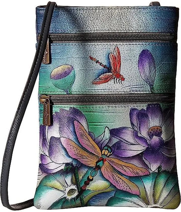 Anuschka Mini Double Zip Travel Crossbody 448 (Tranquil Pond) Cross Body Handbags