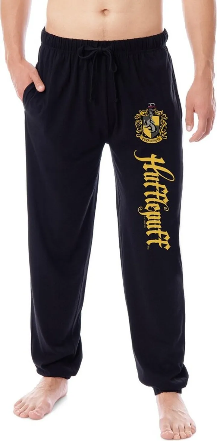 Harry Potter Men's Hogwarts House Hufflepuff Sleep Jogger Pajama Pants (XXXL) Black