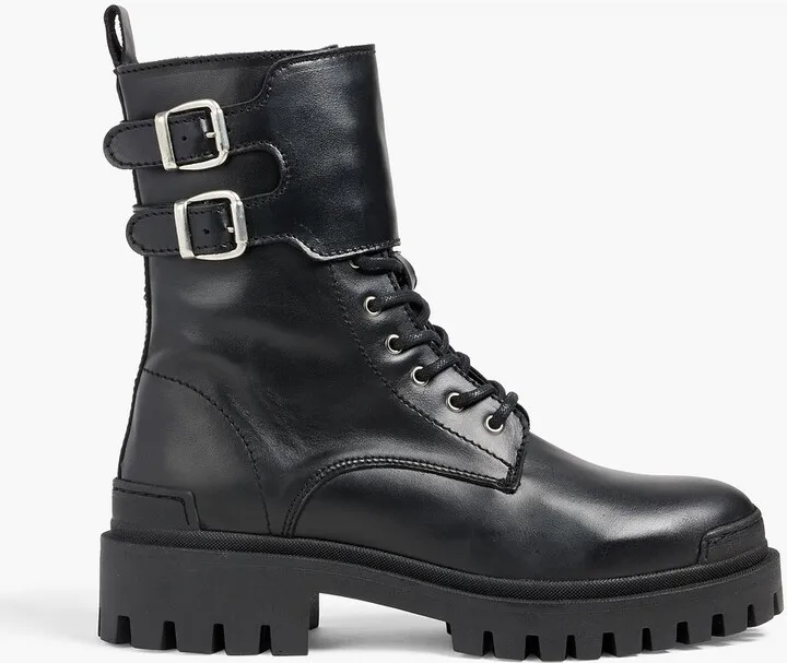 Annie buckled leather combat boots