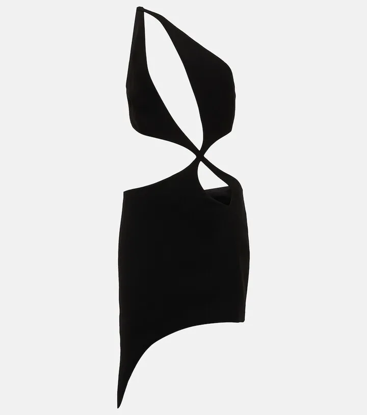 Asymmetric cutout crepe minidress