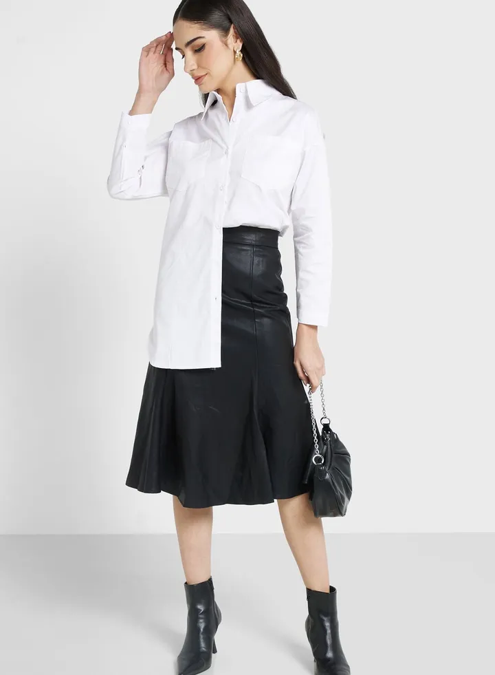 Leather Pleated Skirt