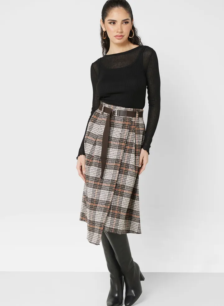 Gathered Asymmetrical Hem Skirt