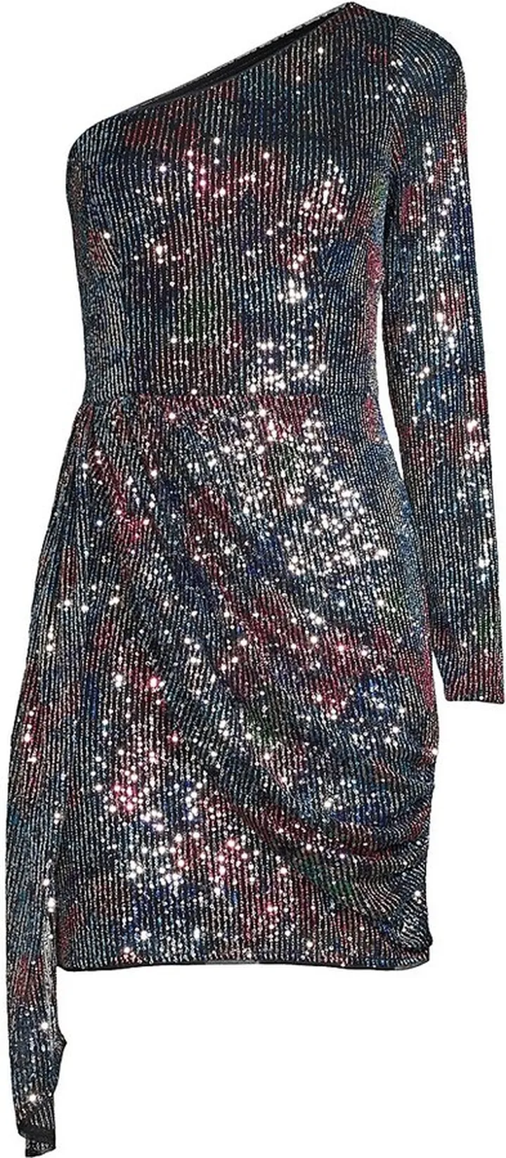 Sequin Draped One-Shoulder Minidress