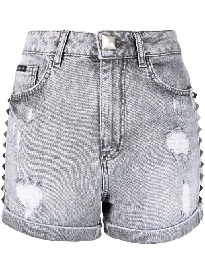 Studded Denim Shorts