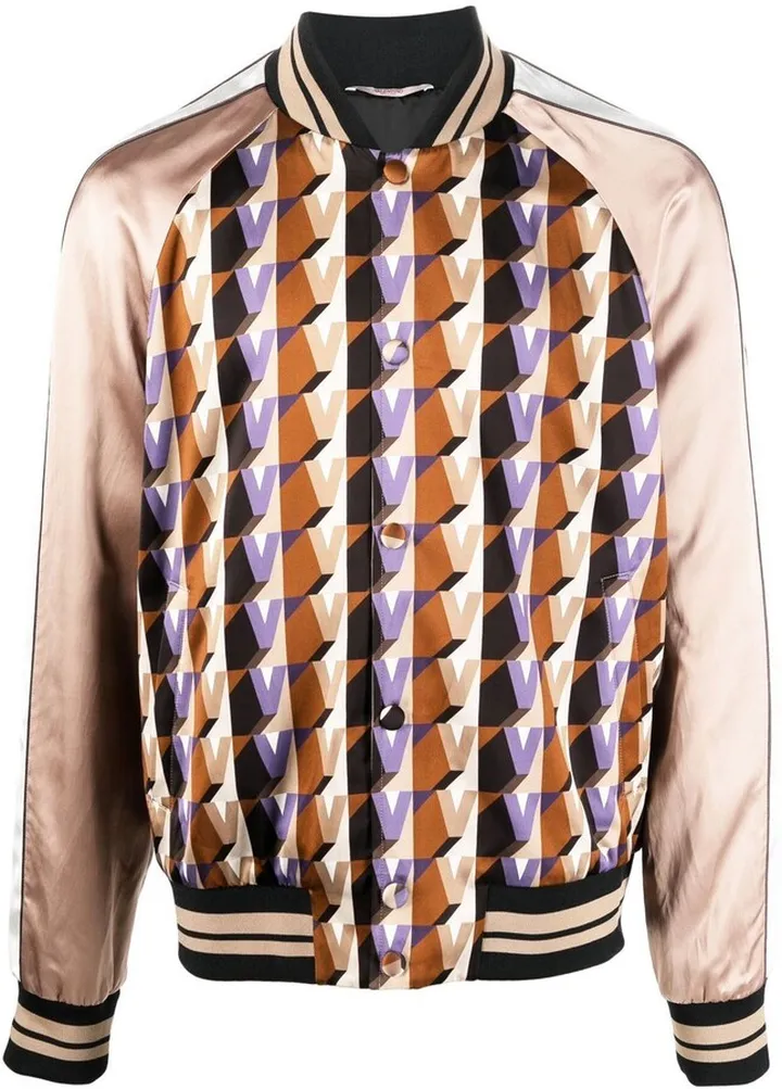 Geometric-Print Bomber Jacket