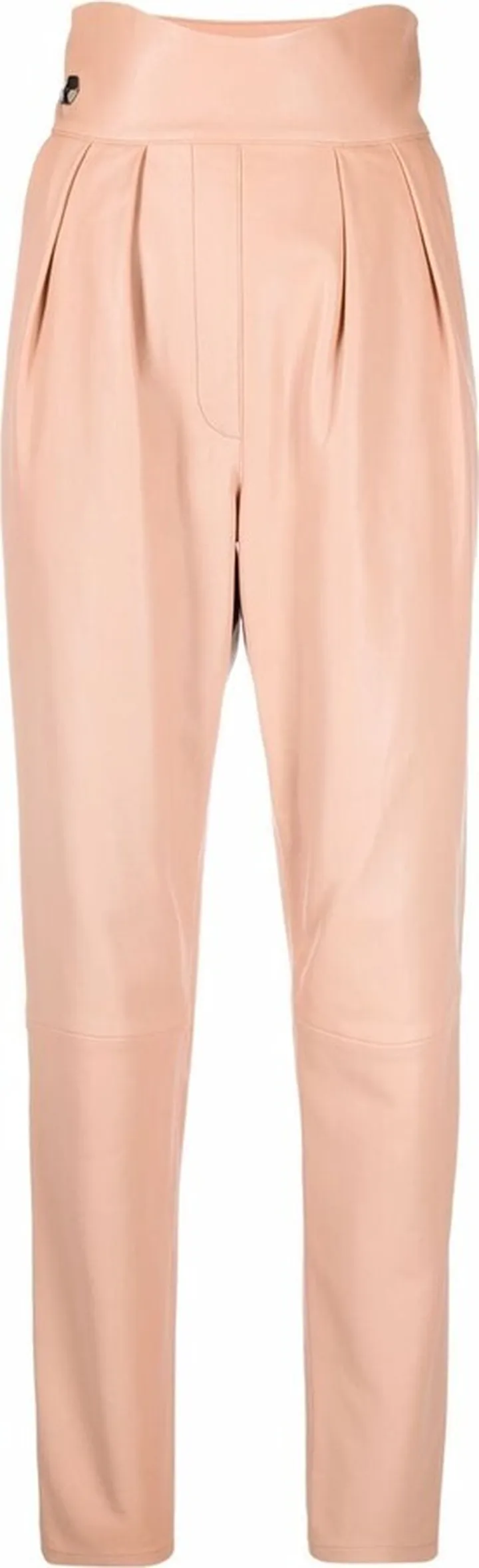 High-Waisted Leather Trousers