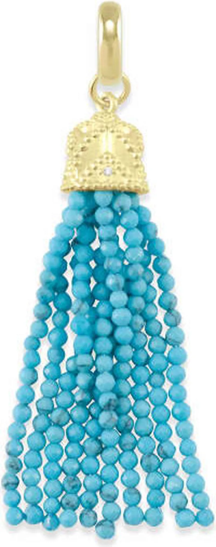 Beaded Gold Tassel Charm in Turquoise Magnesite