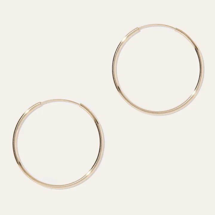 14k Gold Everyday 14mm Hoops