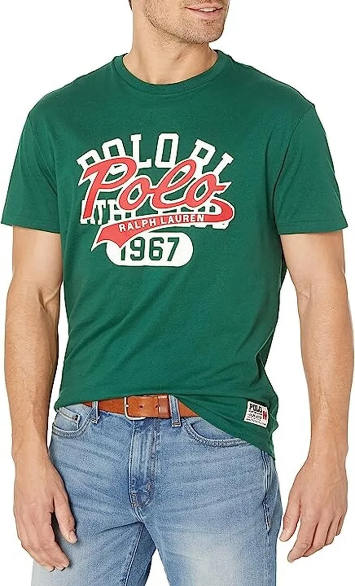 Polo Ralph Lauren Classic Fit Stacked-Logo Jersey T-Shirt (Green) Men's Clothing