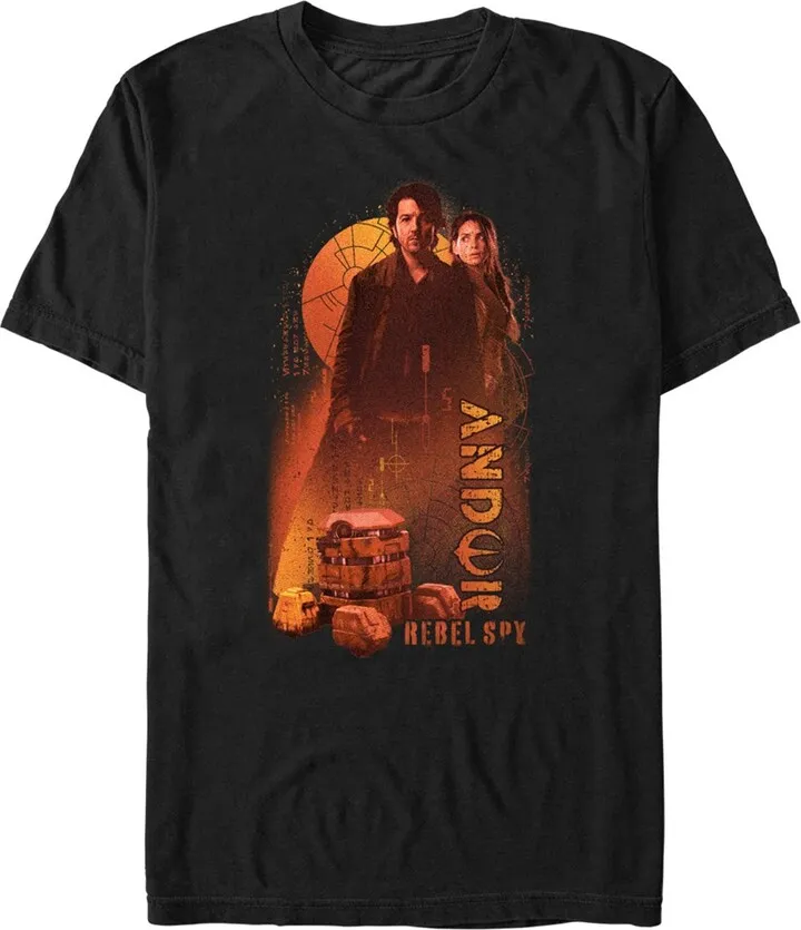 Men's Star Wars: Andor Rebellion Hero Cassian and B2EMO T-Shirt - Black - 2X Large