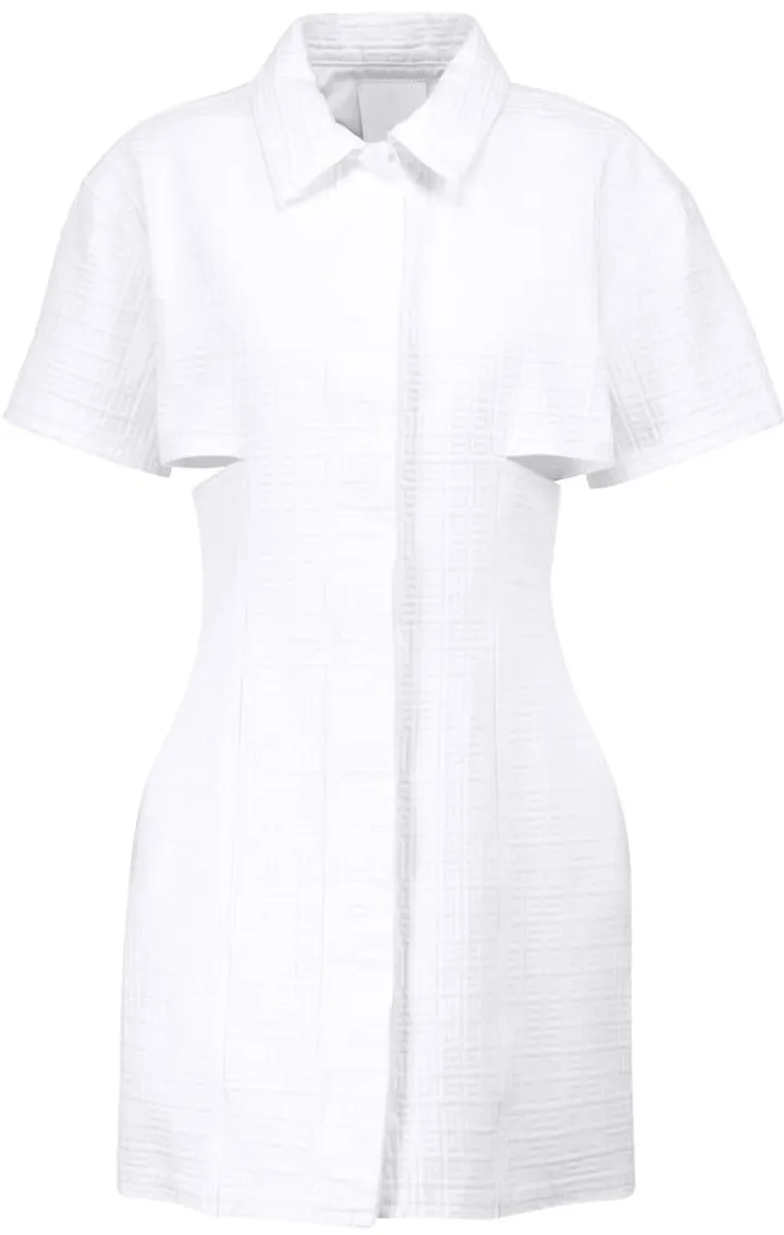 Cutout jacquard denim shirt dress