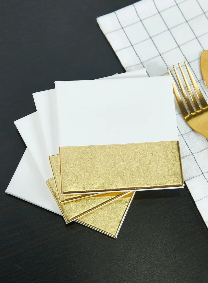 Set of 4 Leather Effect Dipped Coasters