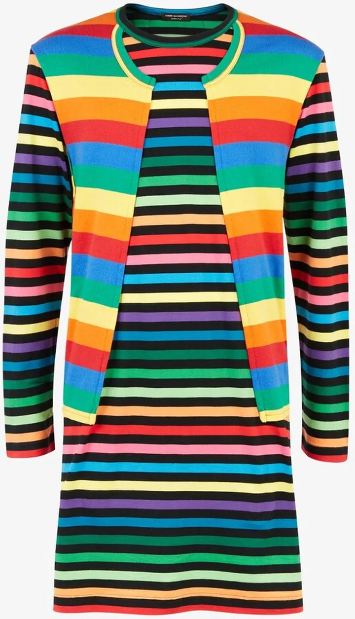 Rainbow Stripe Layered Cotton T-Shirt