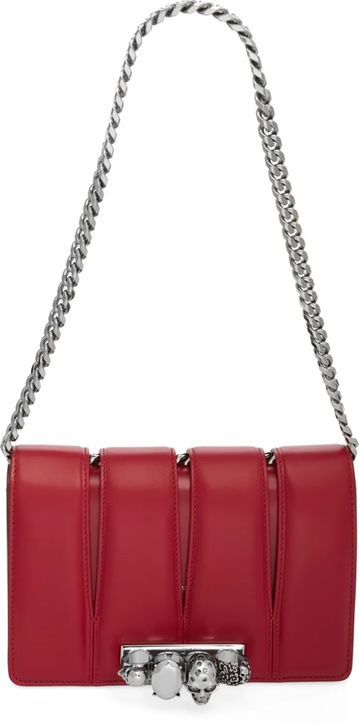 Slash Cutout Knuckle Calfskin Shoulder Bag