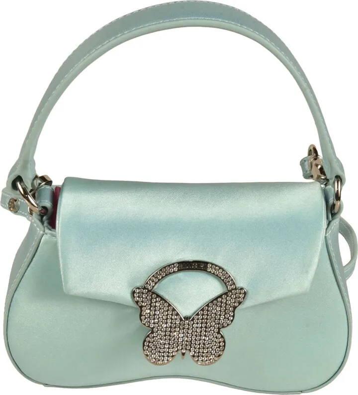 Crystal Embellished Butterfly Flap Shoulder Bag