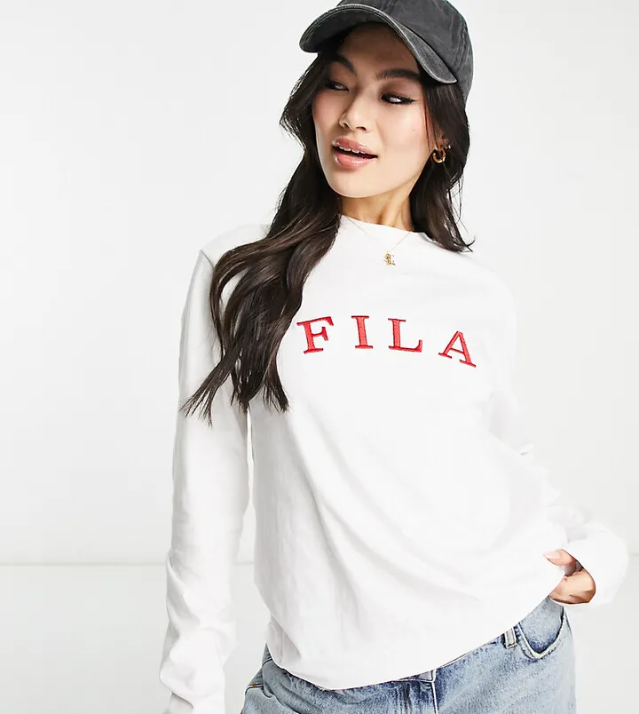 Fila long sleeve t-shirt with varsity logo in white