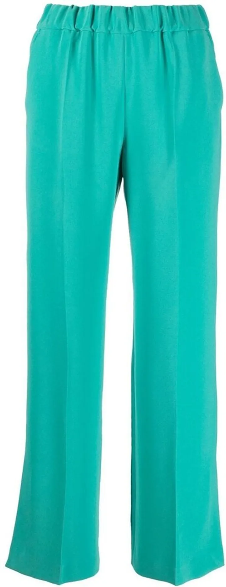 Elasticated-Waist Straight-Leg Trousers