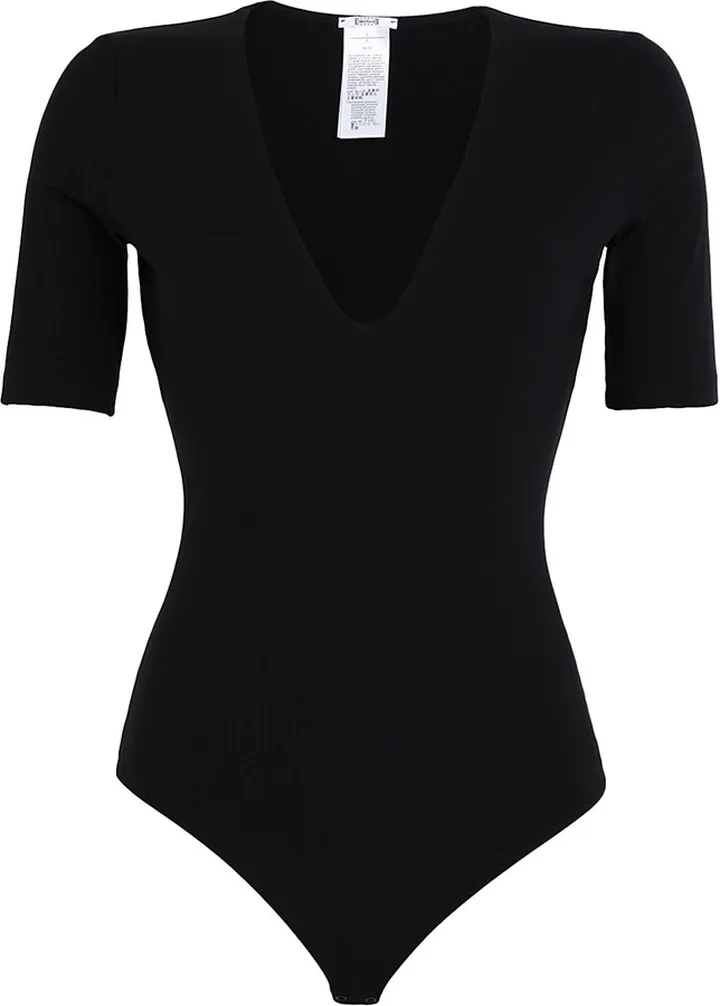 Deep V String Body Lingerie Bodysuit Black