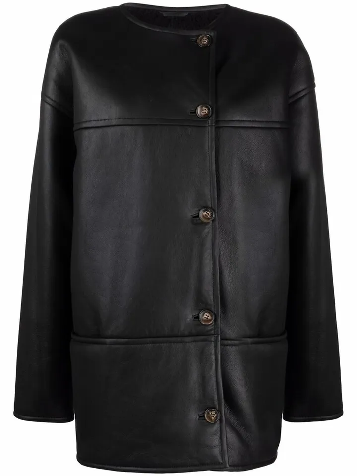 Single-Breasted Shearling Coat