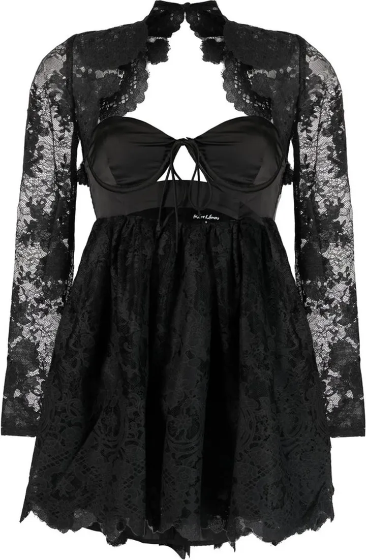 Floral-Lace Cut-Out Dress