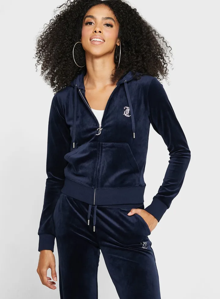 Logo Zip Through Hoodie