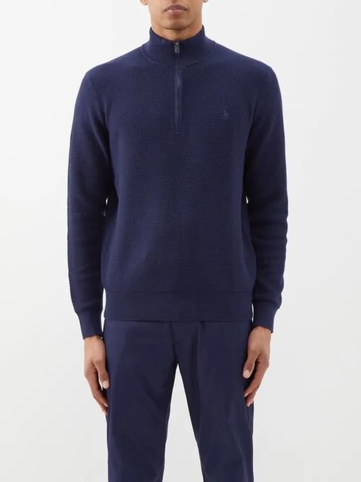 Quarter-zip Cotton-blend Sweater