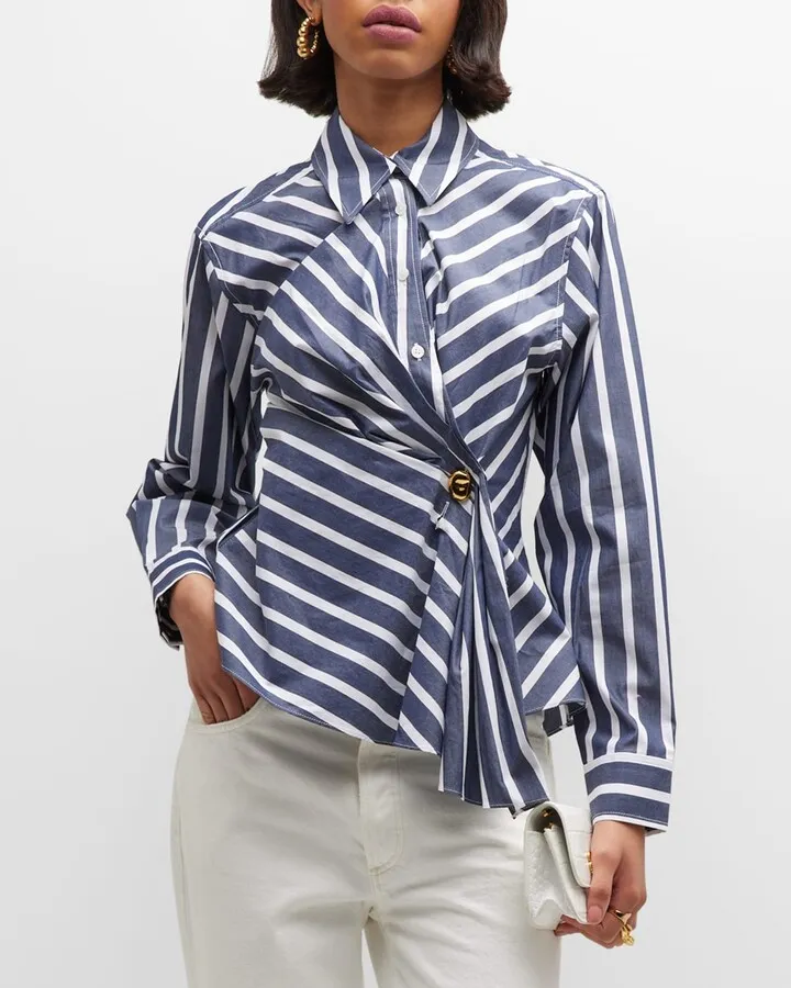 Orla Draped Cotton Poplin Wrap Top
