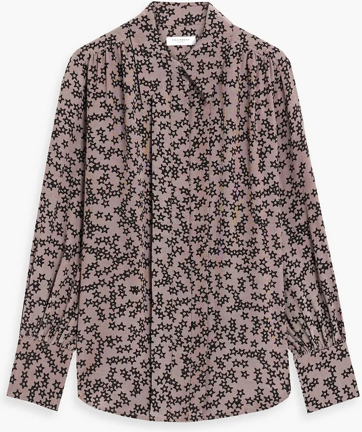 Finn pleated printed silk crepe de chine shirt
