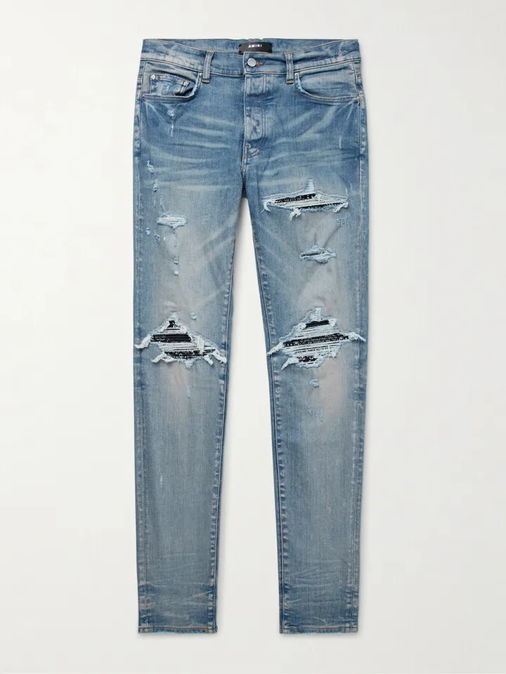 MX1 Skinny-Fit Panelled Distressed Jeans
