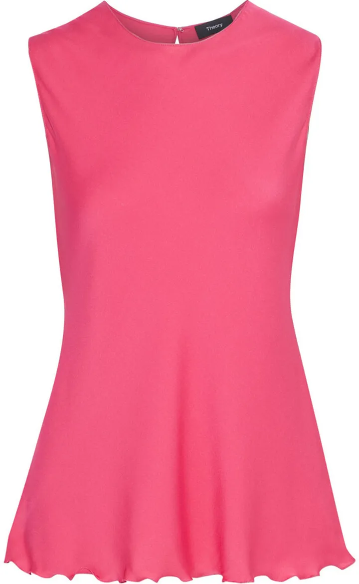 Ruffle-trimmed silk-blend crepe de chine tank