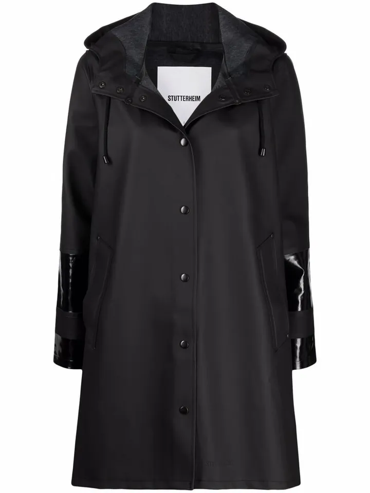 Stockholm stripe detail hooded raincoat