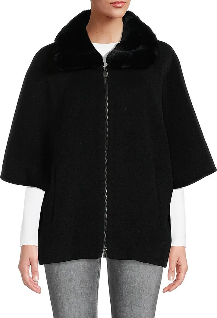Alpaca Yarn Blend Faux Fur Coat