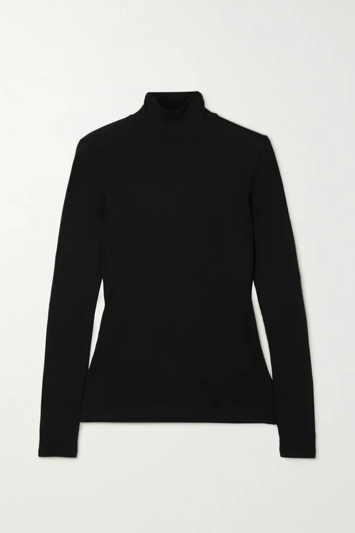 Ninety Percent - Suri Ribbed Stretch-organic Cotton Turtleneck Top - Black