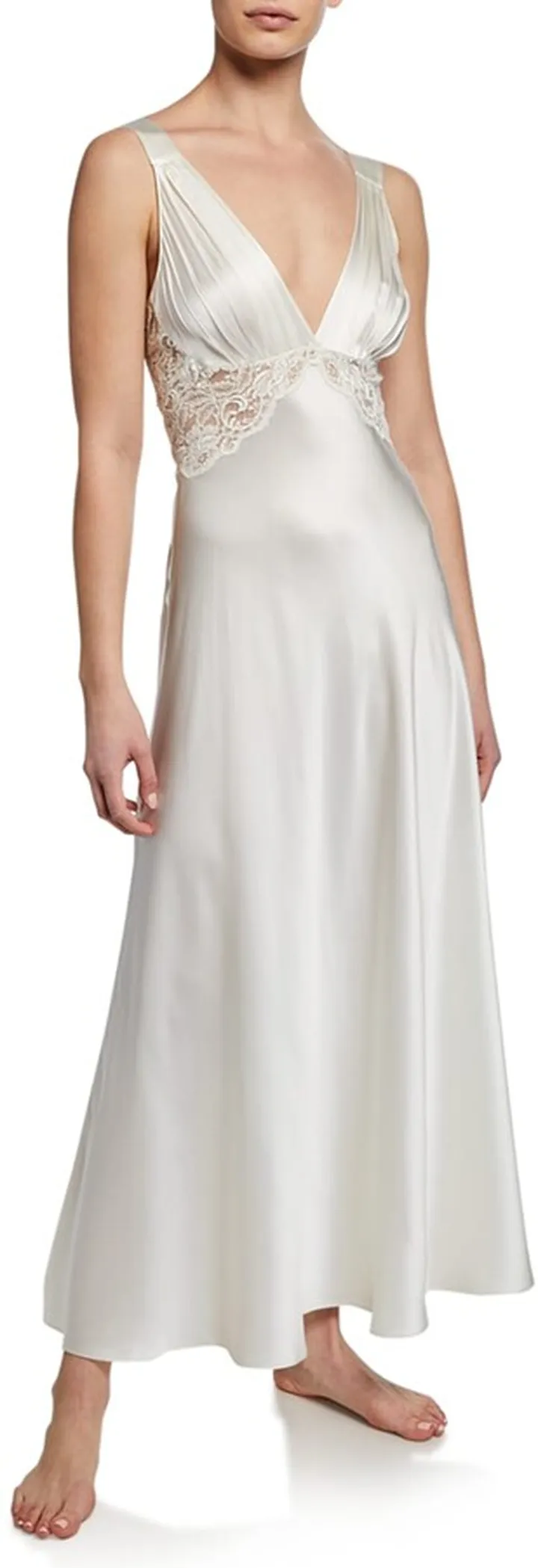 Bijoux Lace-Inset Silk Gown