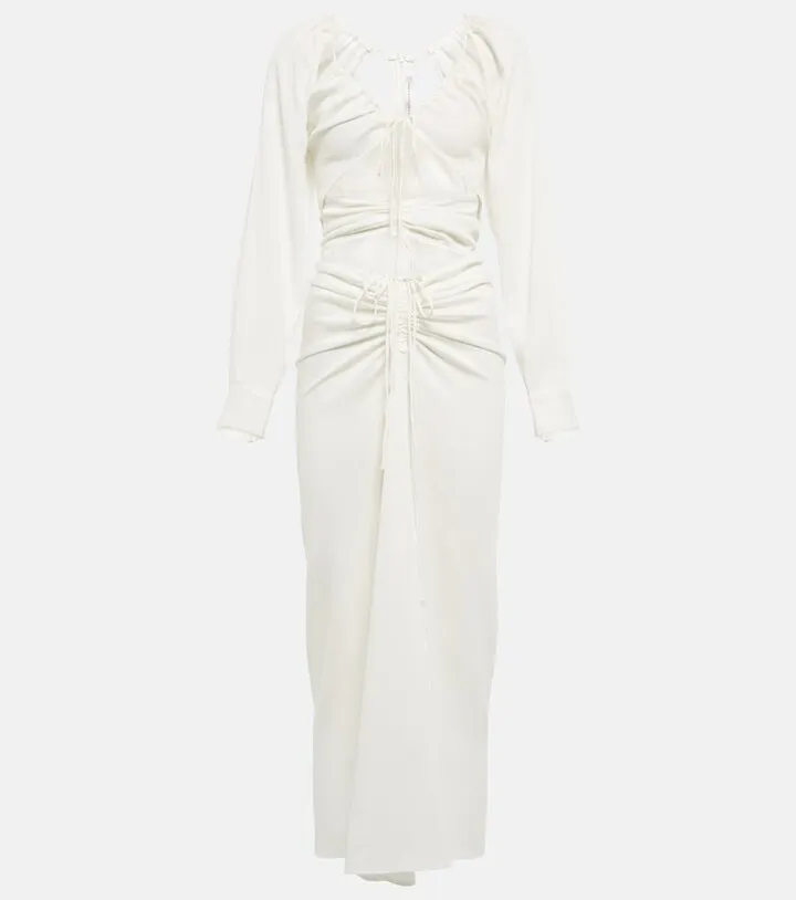 Cutout self-tie jersey midi dress
