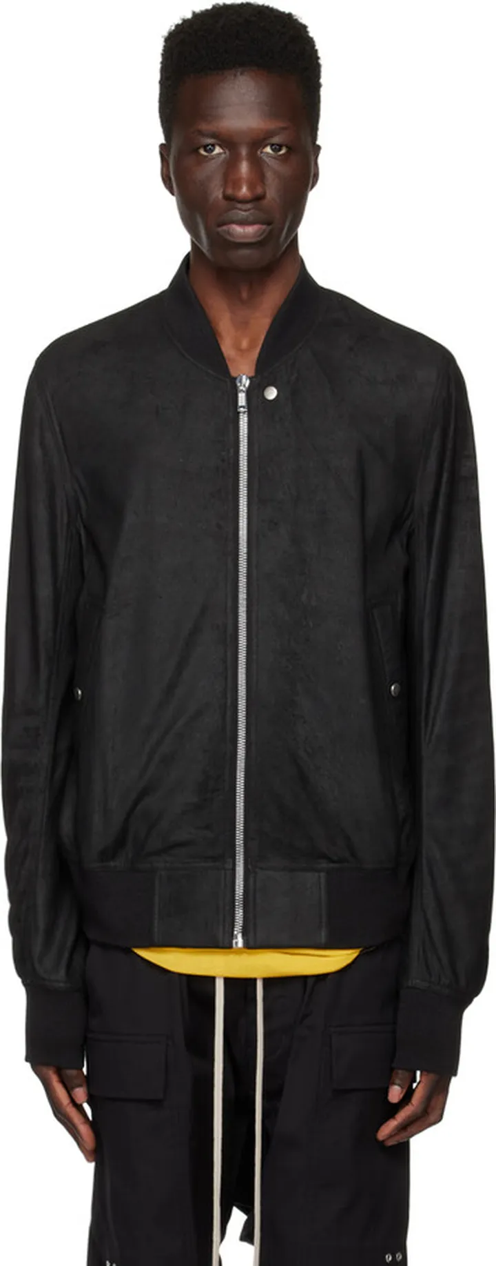 Rick Owens Black Classic Flight Leather Jacket