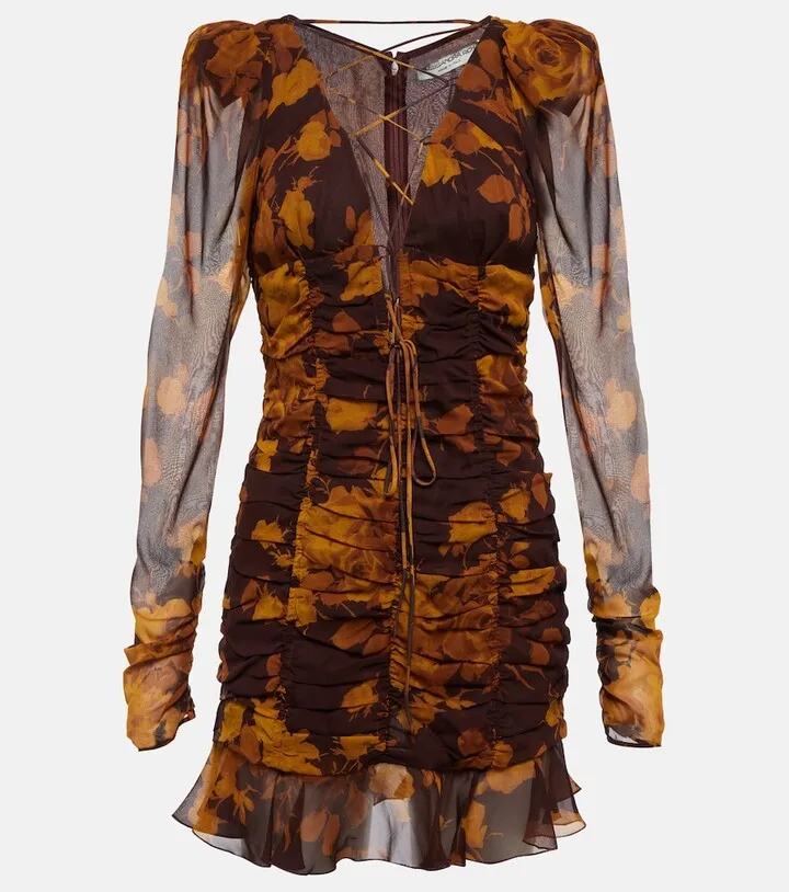 Floral silk georgette minidress