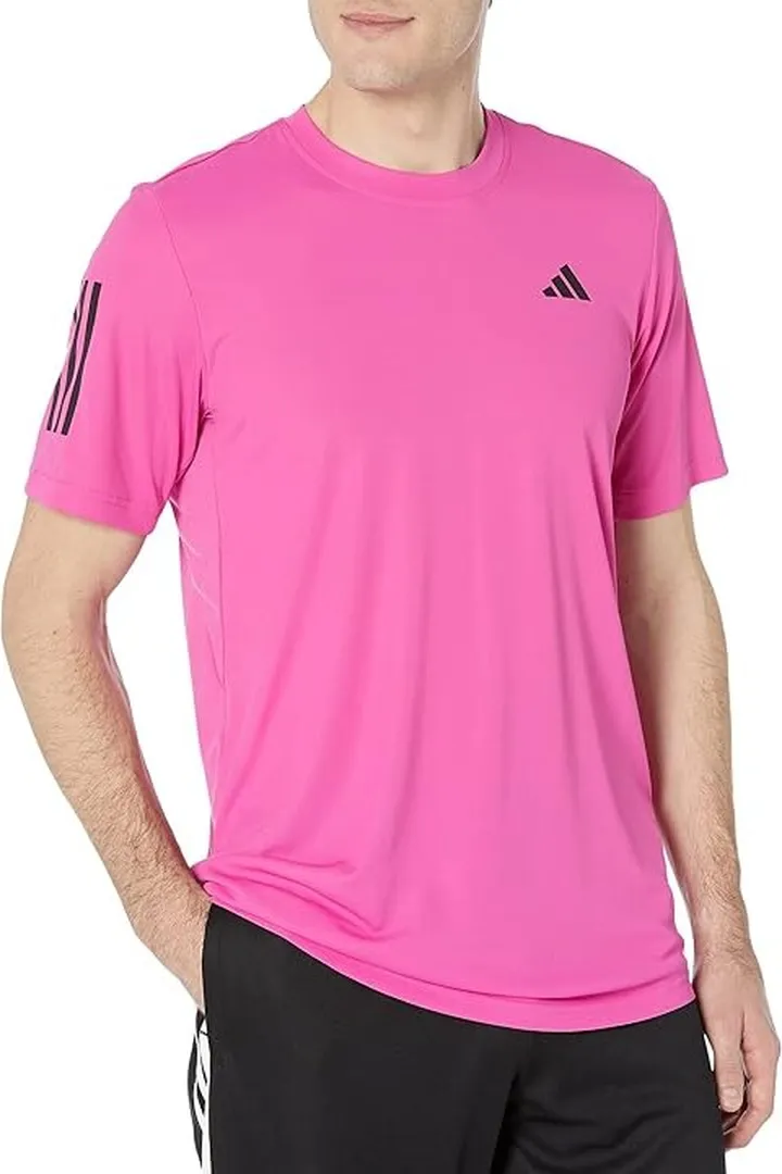 adidas Club 3-Stripes Tennis Tee (Lucid Fuchsia) Men's Clothing