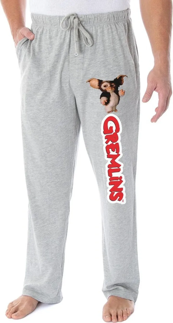 Gremlins Men's Gizmo And Classic Movie Script Logo Loungewear Pajama Pants (3XL) Grey