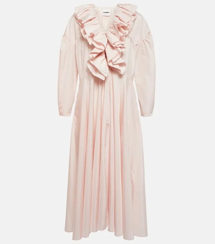 Ruffle-trimmed midi dress