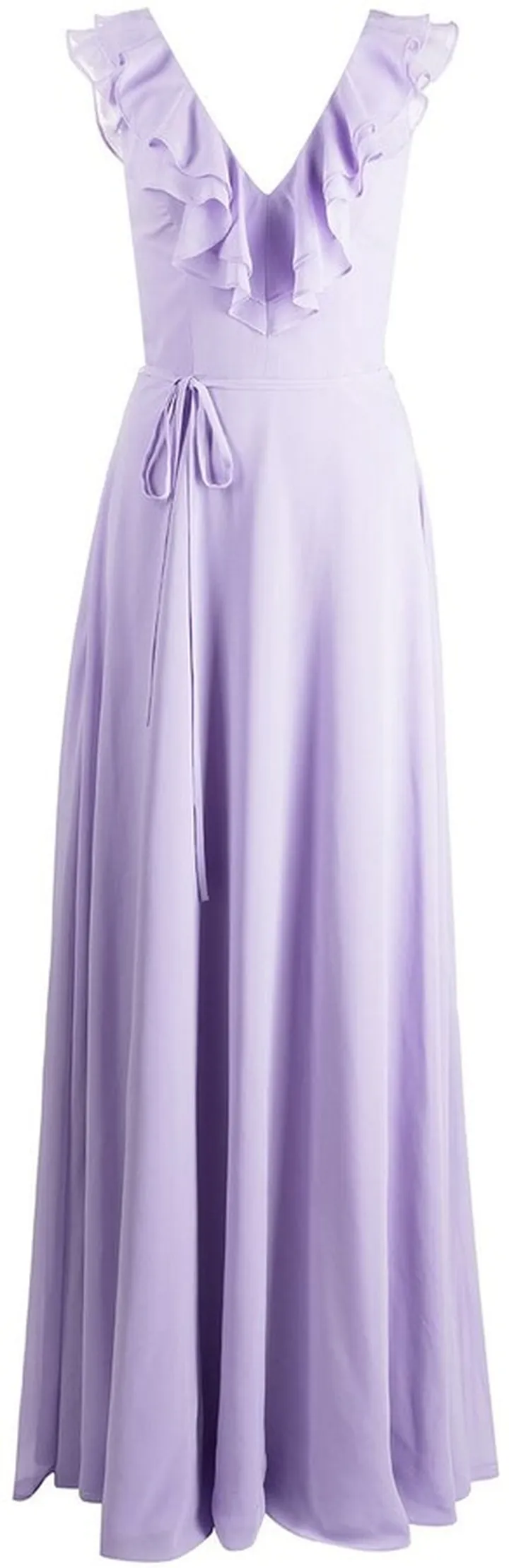 Ruffle-Trim Floor-Length Gown
