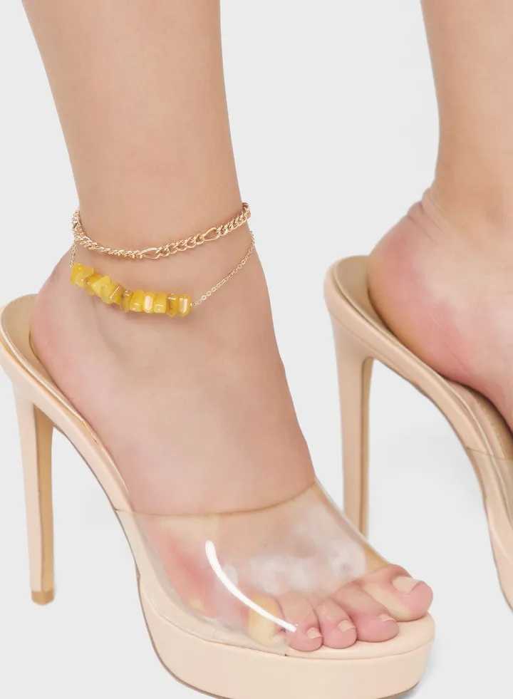 2 Pack Beaded Chain Anklet