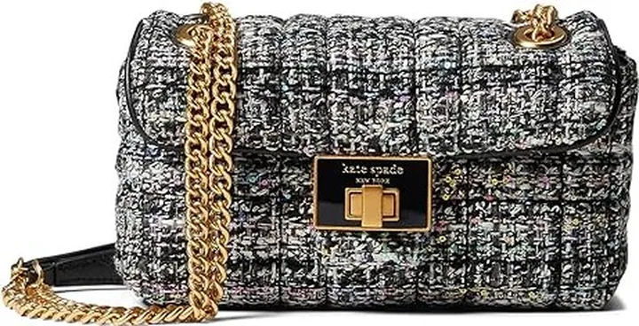 Kate Spade New York Evelyn Sequin Tweed Small Shoulder Crossbody (Black Multi) Handbags
