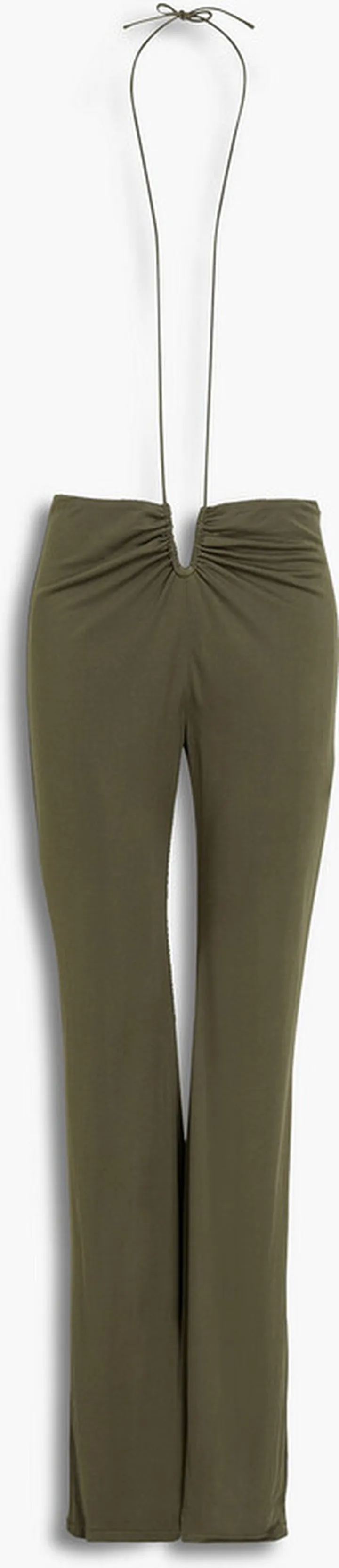 Ruched jersey flared pants