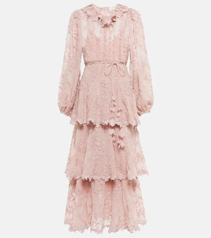 Floral cotton and silk midi dress