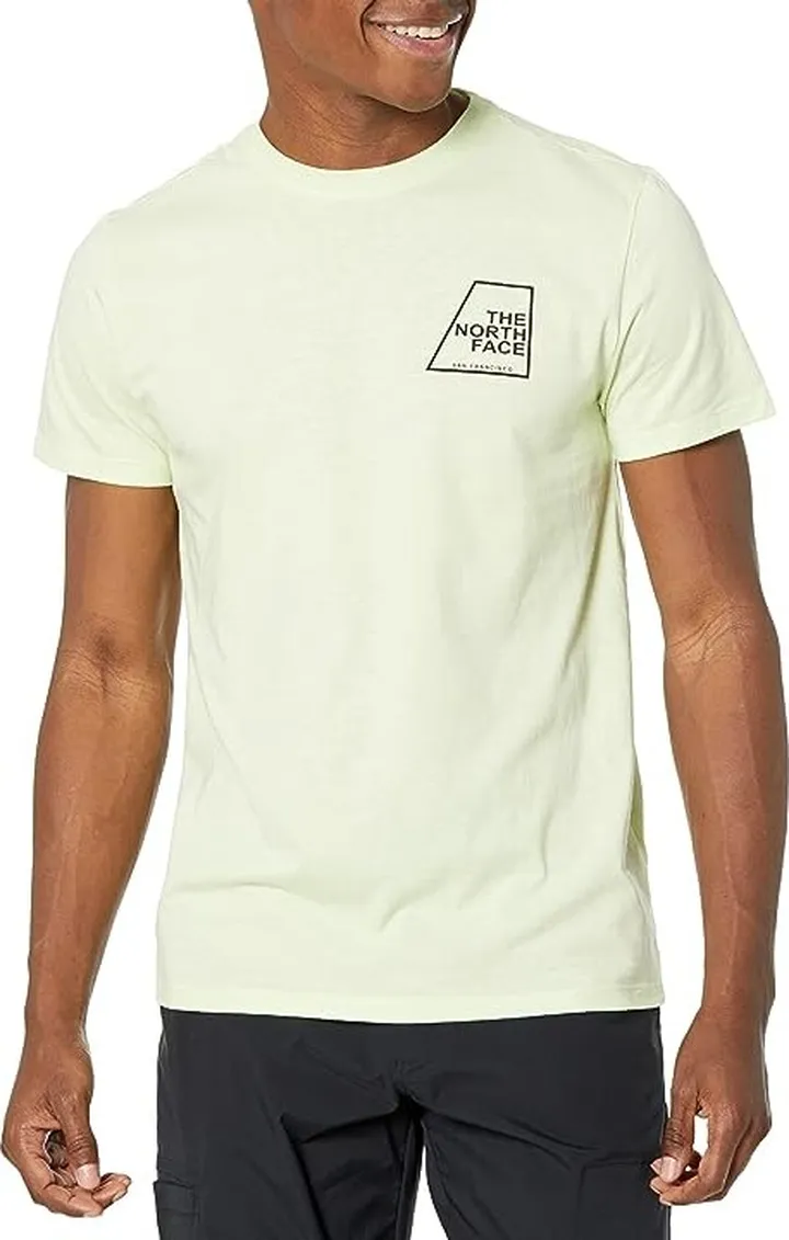 The North Face Short Sleeve Logo Marks Tri-Blend Tee (Lime Cream Heather) Men's Clothing