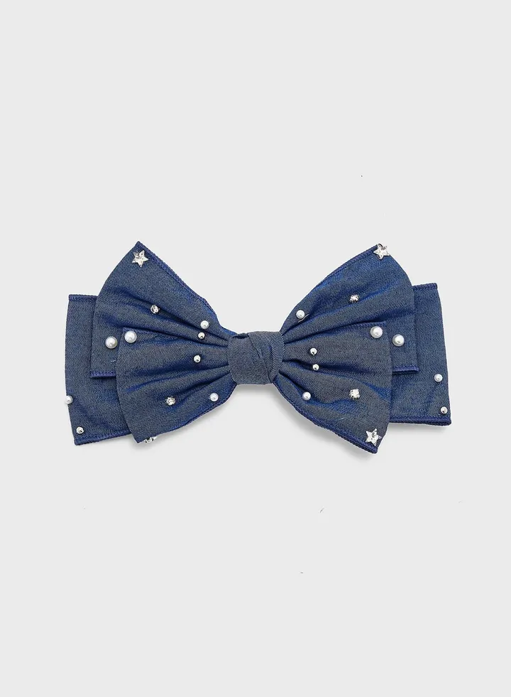 Embellished Bow Hair Barrette Clip